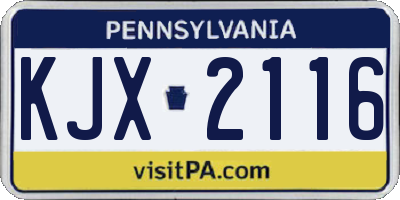 PA license plate KJX2116