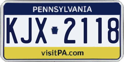 PA license plate KJX2118