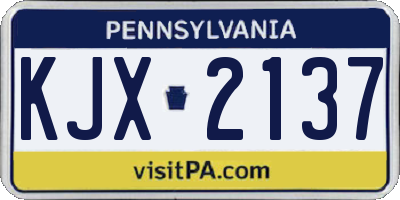 PA license plate KJX2137