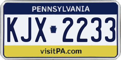PA license plate KJX2233