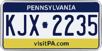 PA license plate KJX2235