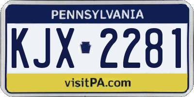 PA license plate KJX2281