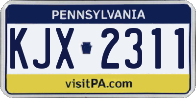 PA license plate KJX2311