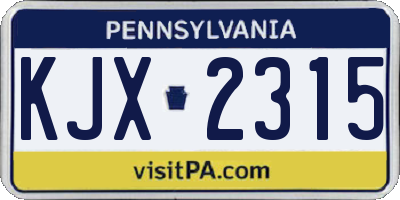 PA license plate KJX2315