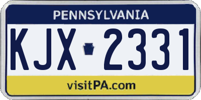 PA license plate KJX2331