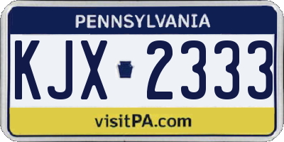 PA license plate KJX2333