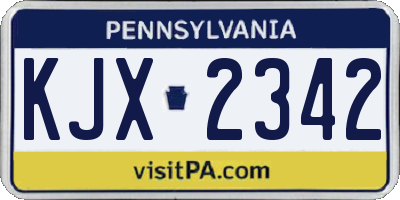 PA license plate KJX2342