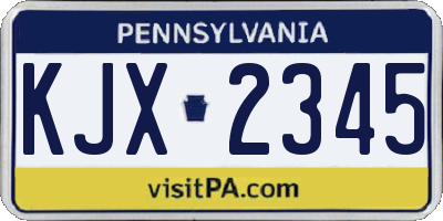 PA license plate KJX2345