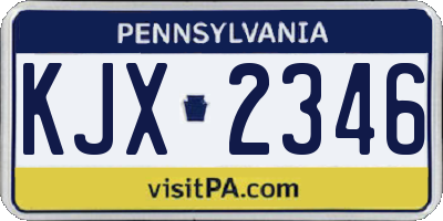 PA license plate KJX2346