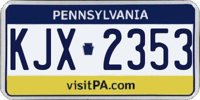 PA license plate KJX2353