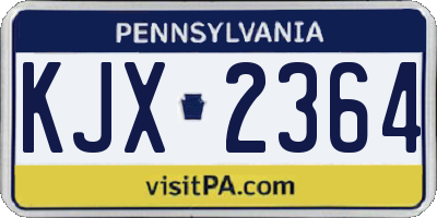 PA license plate KJX2364