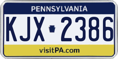 PA license plate KJX2386