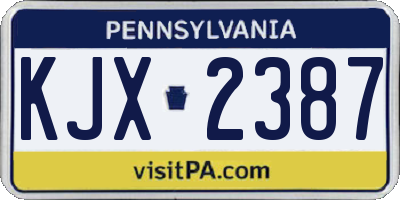 PA license plate KJX2387