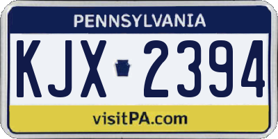 PA license plate KJX2394
