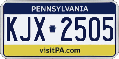 PA license plate KJX2505