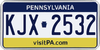 PA license plate KJX2532