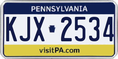 PA license plate KJX2534