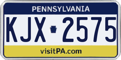 PA license plate KJX2575
