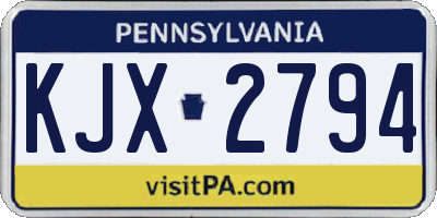PA license plate KJX2794