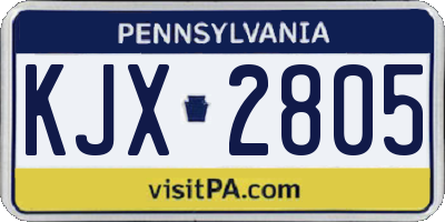 PA license plate KJX2805