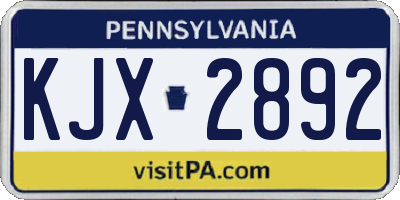 PA license plate KJX2892