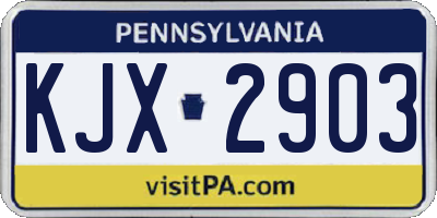 PA license plate KJX2903