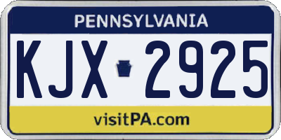 PA license plate KJX2925