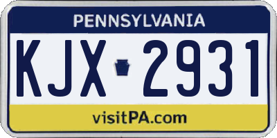 PA license plate KJX2931