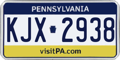 PA license plate KJX2938