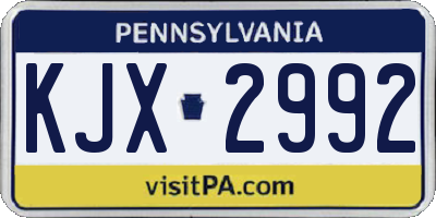 PA license plate KJX2992