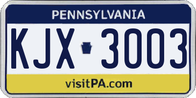 PA license plate KJX3003