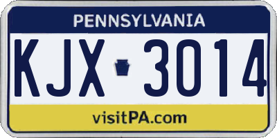 PA license plate KJX3014
