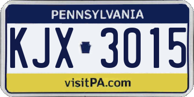 PA license plate KJX3015