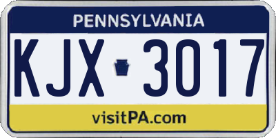 PA license plate KJX3017