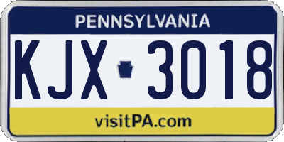 PA license plate KJX3018