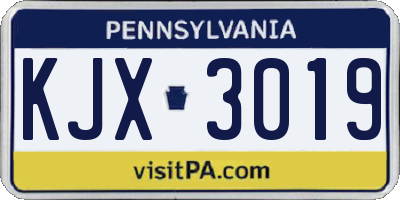 PA license plate KJX3019