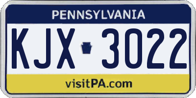 PA license plate KJX3022