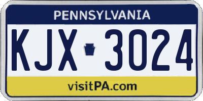 PA license plate KJX3024