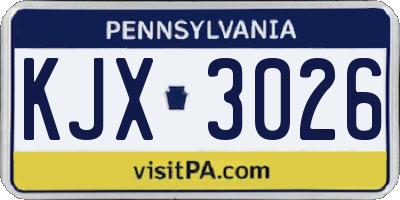 PA license plate KJX3026