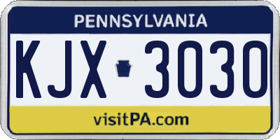 PA license plate KJX3030