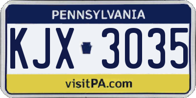 PA license plate KJX3035