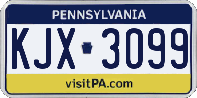 PA license plate KJX3099