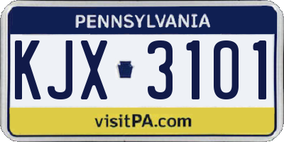 PA license plate KJX3101