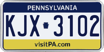 PA license plate KJX3102