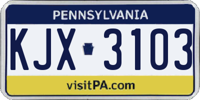 PA license plate KJX3103