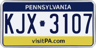 PA license plate KJX3107