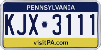 PA license plate KJX3111