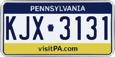 PA license plate KJX3131