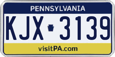 PA license plate KJX3139