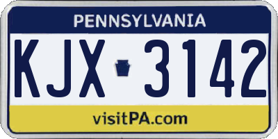 PA license plate KJX3142